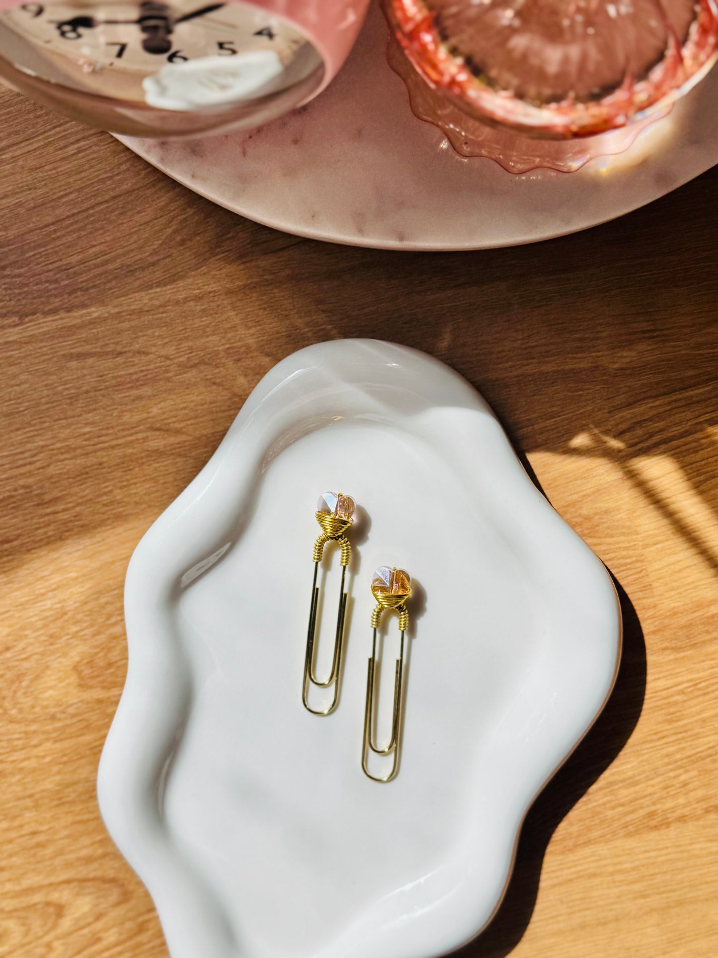 Pink Heart Glass Bead Paperclip 2pk