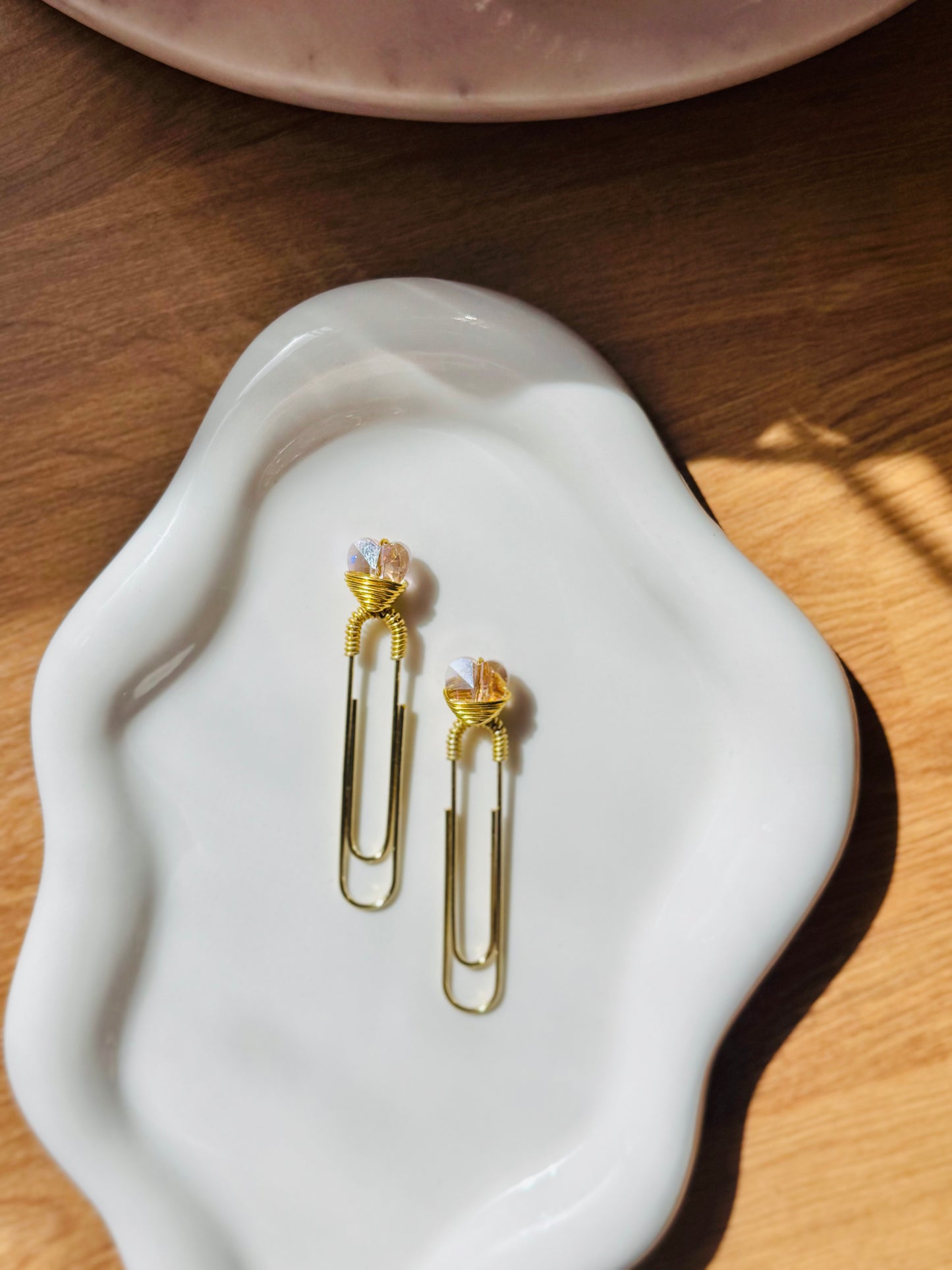 Pink Heart Glass Bead Paperclip 2pk