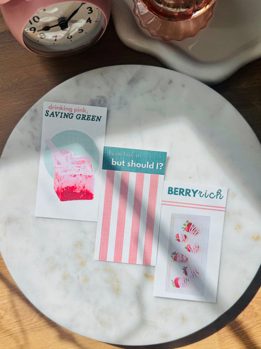 Strawberry Sweet Kream Linen Planner Kards
