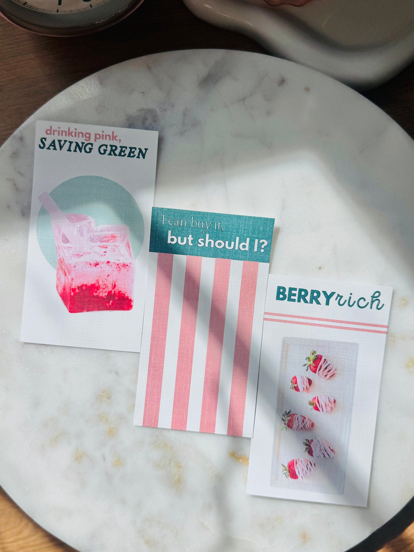 Strawberry Sweet Kream Linen Planner Kards