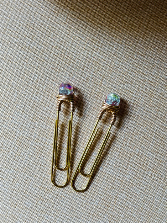 Ariel Crackle Glass Beaded Paperclip 2pk